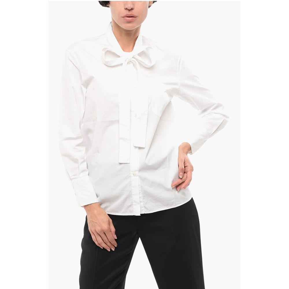 DEPARTMENT 5 Poplin Cotton ENTI Shirt with Bow Women's Neckline