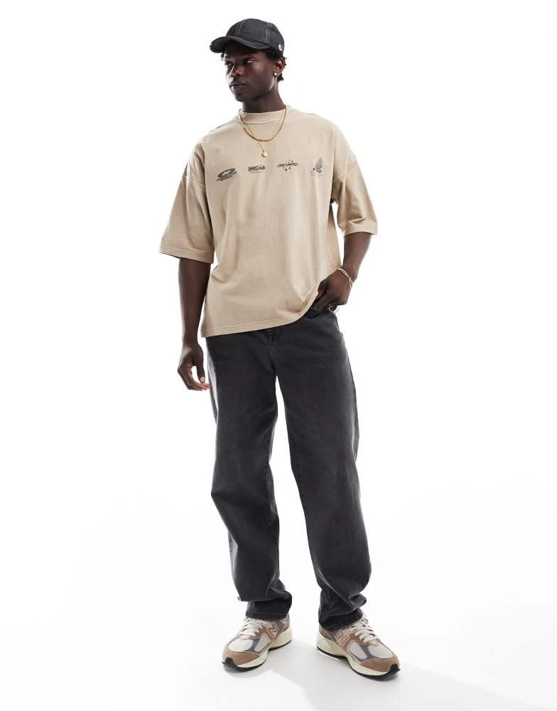 Pull&Bear Pull&Bear STWD mechanic printed t-shirt in ecru 3