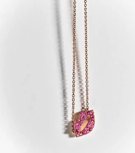 Roxanne First Scarlett Kiss 14kt rose gold necklace with pink sapphires 5