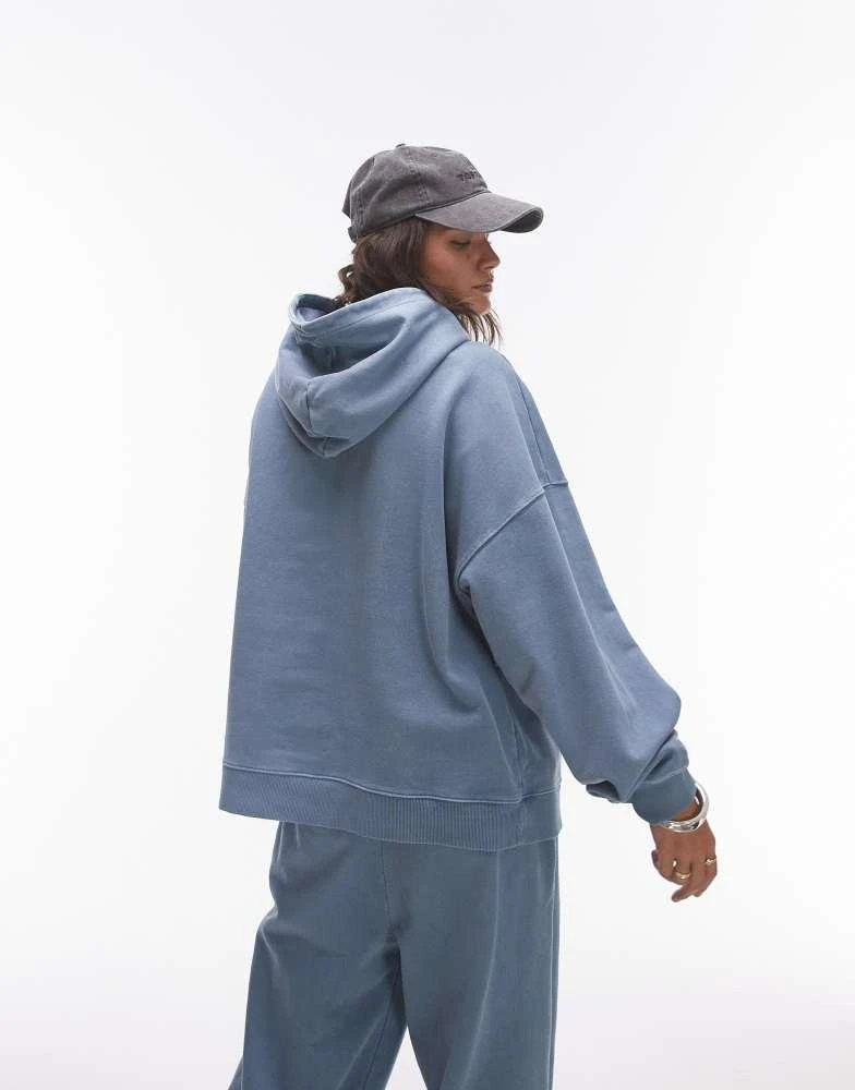 Topshop Topshop co-ord graphic St Germain oversized hoodie in blue 4