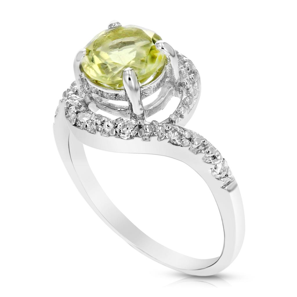 Vir Jewels 0.70 cttw Lemon Quartz Ring .925 Sterling Silver with Rhodium Round Shape 7 MM