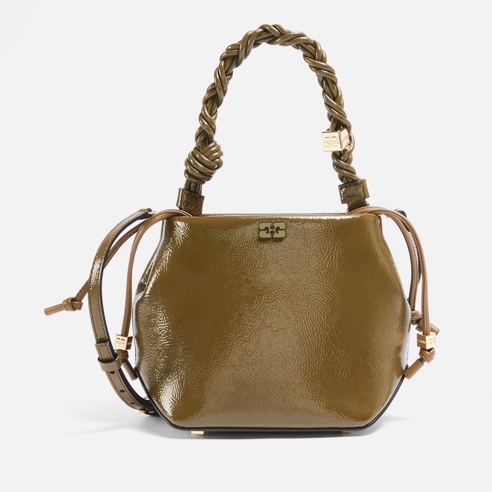 Ganni Ganni Bou Patent Leather-Blend Bucket Bag