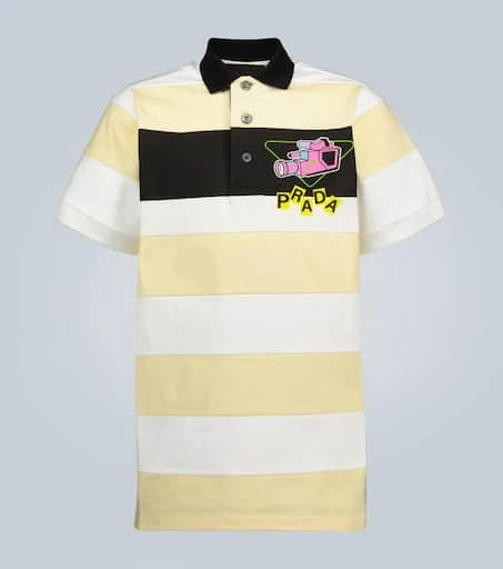 Prada Camera printed striped polo shirt 1