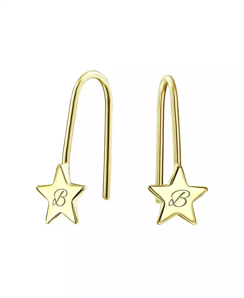 Bling Jewelry Minimalist Tiny Celestial USA Patriotic Rock Star Threader Earrings 14K Yellow Gold 2