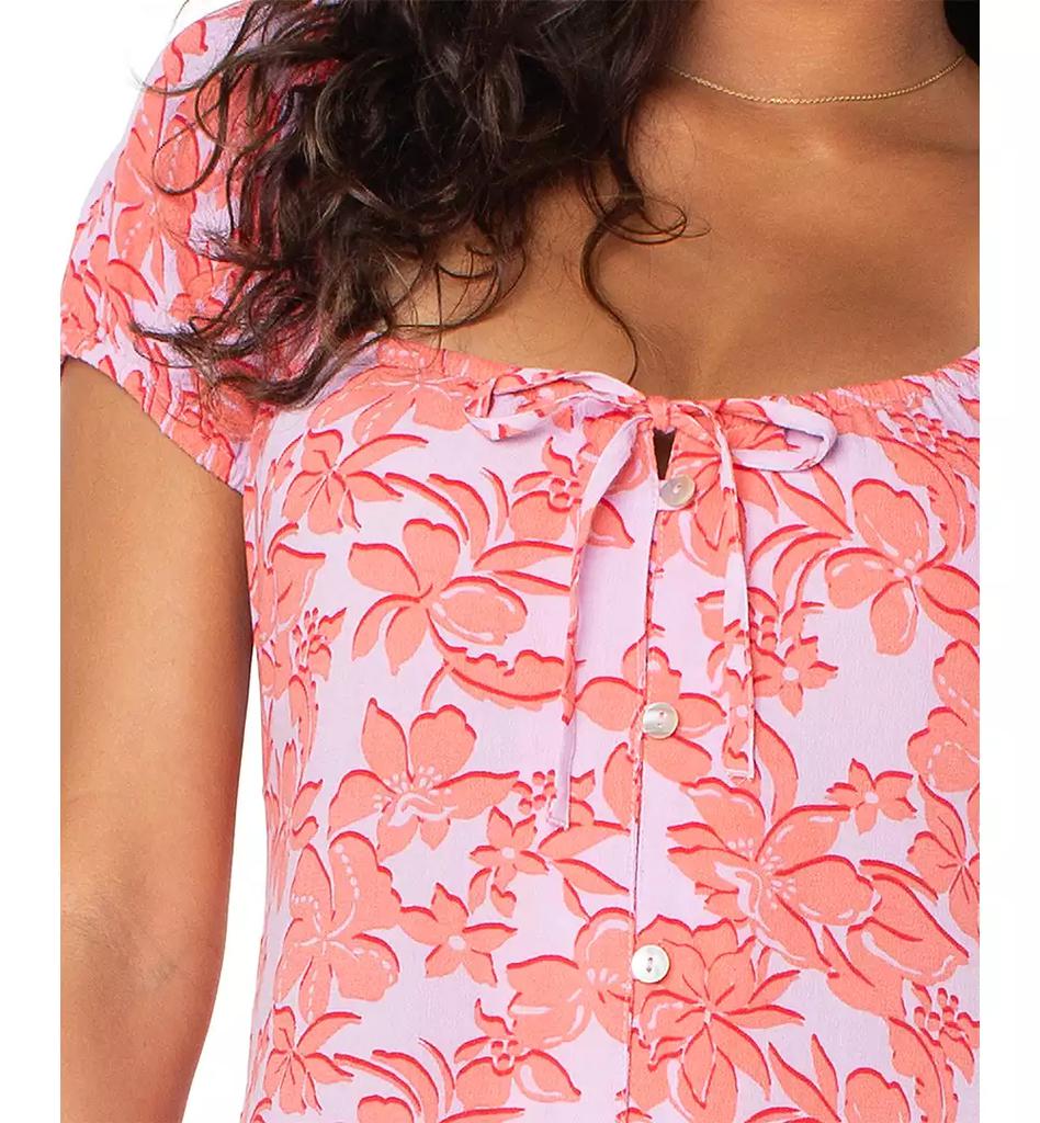 Roxy Shelley Coast Floral-Print Tie-Front Midi Dress