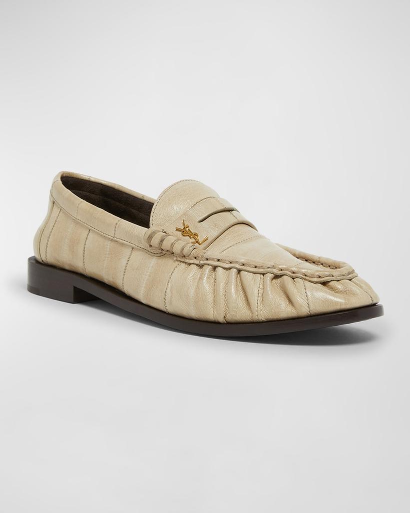 Yves Saint Laurent Le Leather YSL Penny Loafers SCOTCH-BROWN