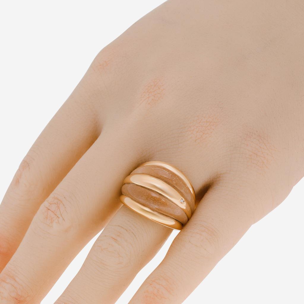 Damiani Damiani Spicchi di Luna 18K Rose Gold, and Diamond Sunstone Dome Ring Sz. 5.75 20077164