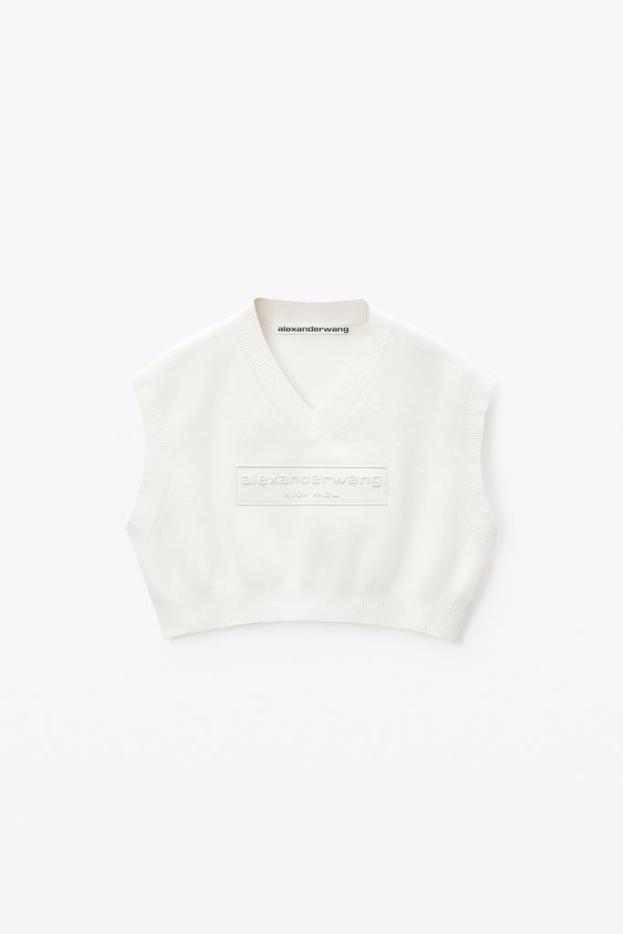 Alexander Wang Logo Embossed Cropped Vest in Soft Chenille