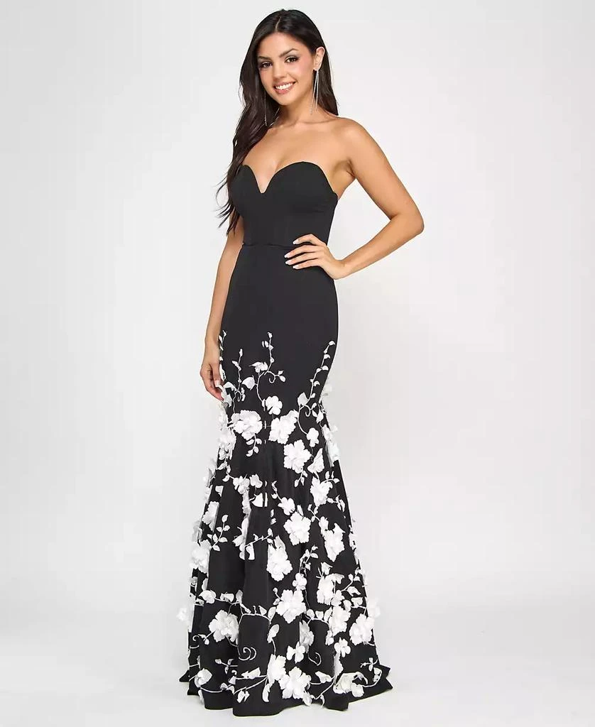 City Studios Juniors' 3D Floral-Appliqué Mermaid Gown, Created for Macy's 3