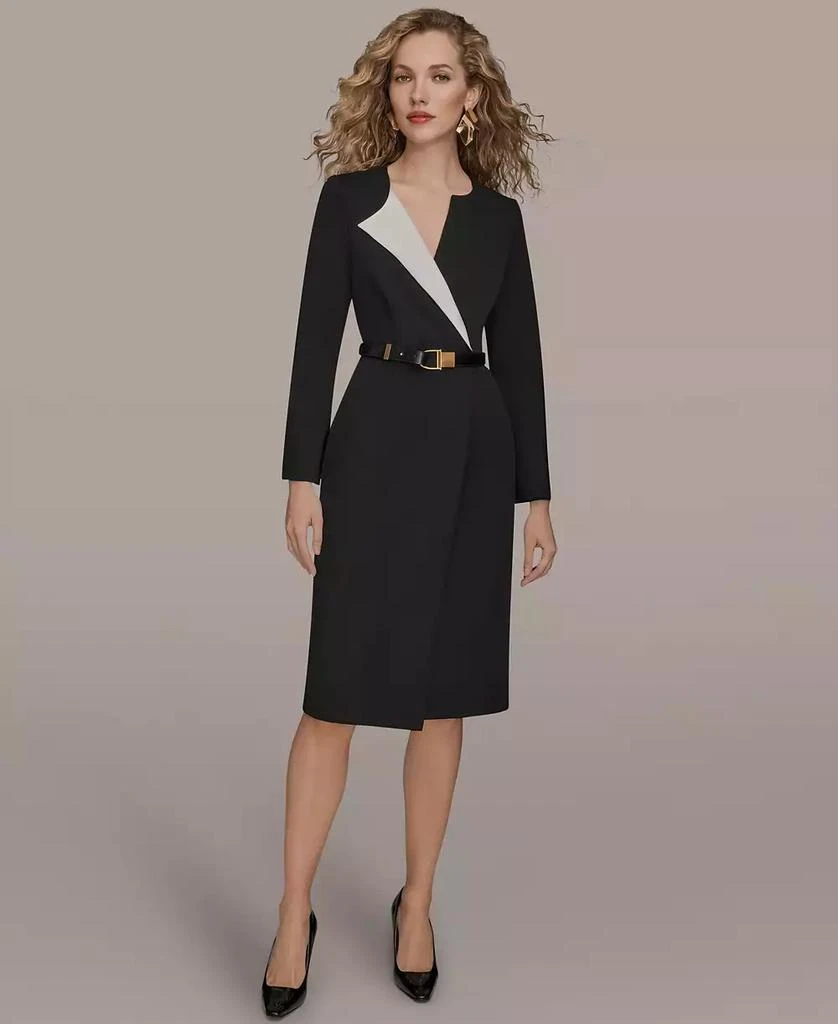 Donna Karan Women's Long-Sleeve Belted Midi Dress