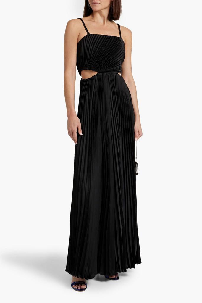 Alice + Olivia Powell cutout pleated satin wide-leg jumpsuit