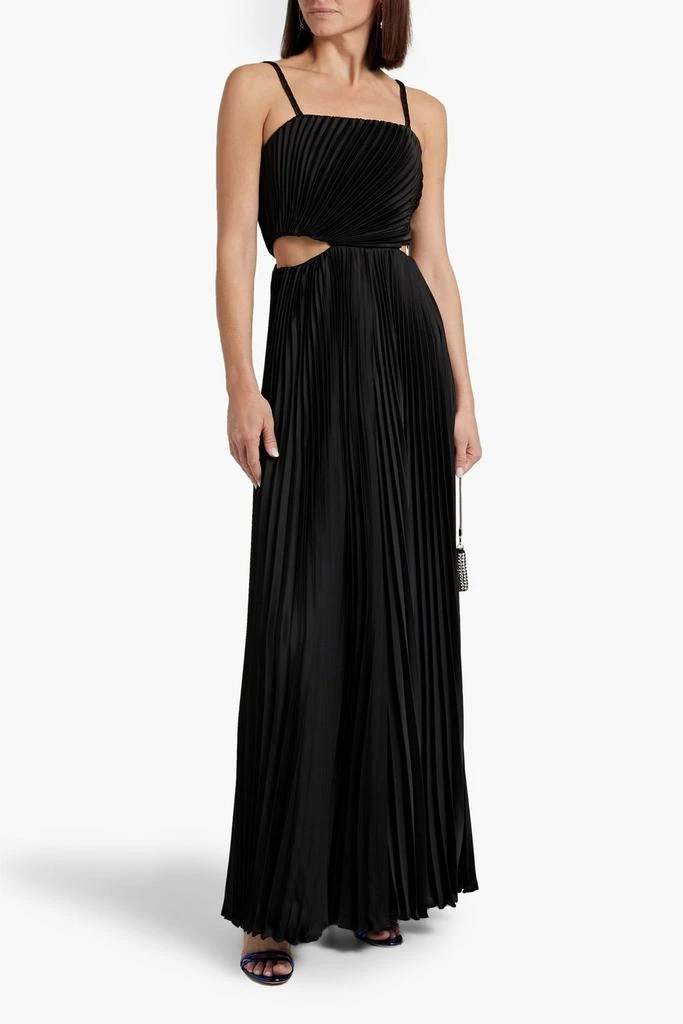 Alice + Olivia Powell cutout pleated satin wide-leg jumpsuit 2