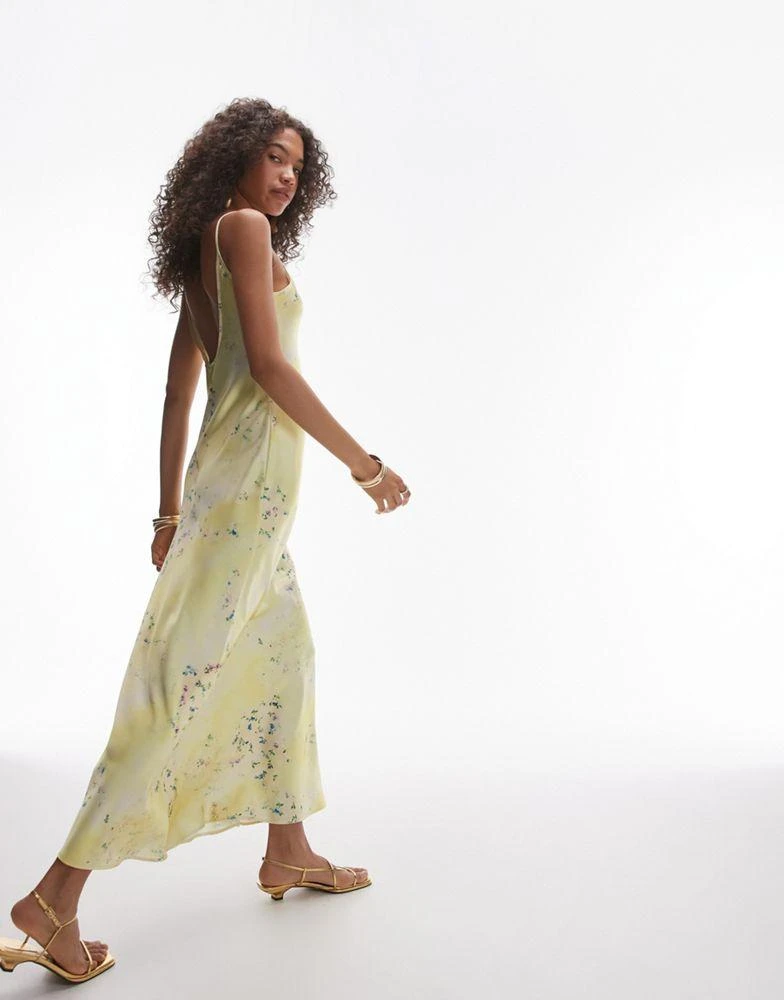 Topshop Topshop scoop maxi slip dress in mixed yellow floral print 1