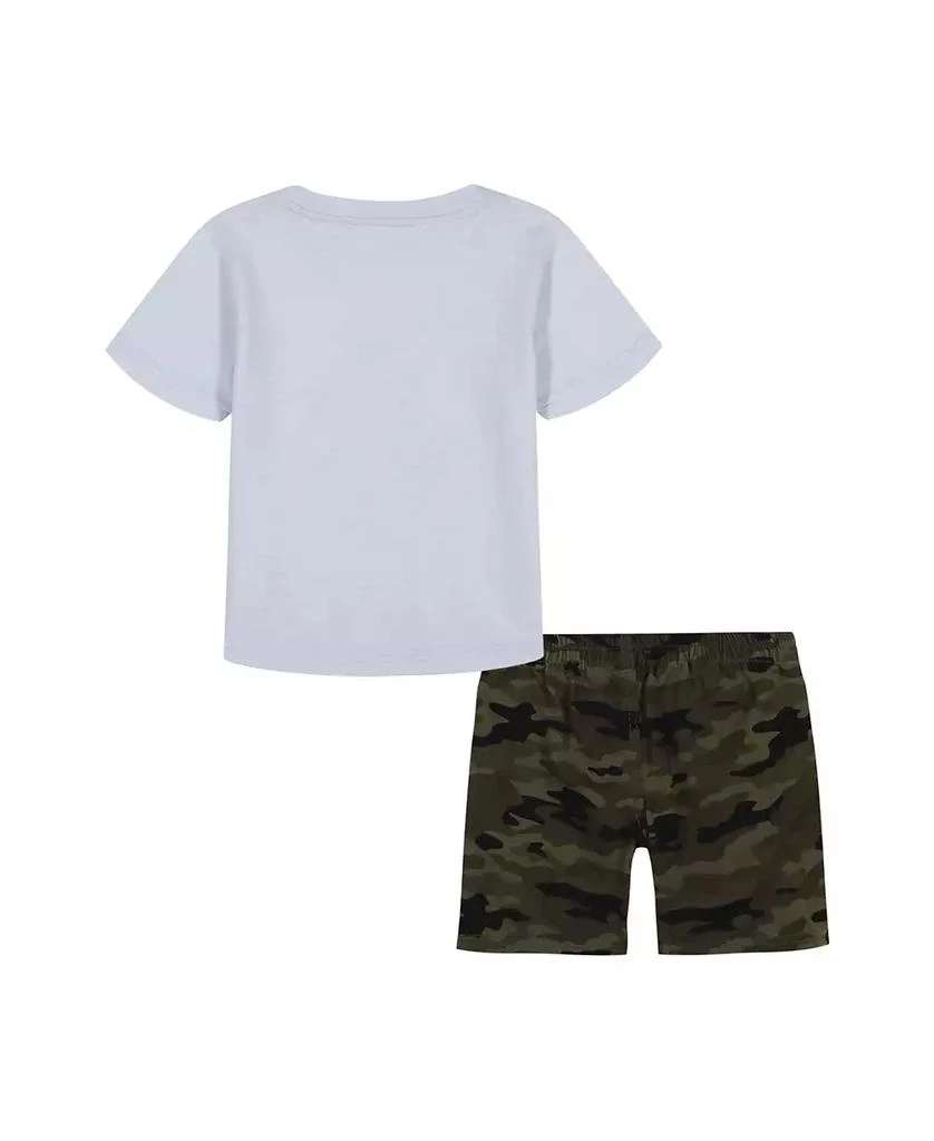 KIDS HEADQUARTERS Baby Boy 2-Piece Slub Jersey Graphic T-Shirt Camo Twill Cargo Shorts Set 2