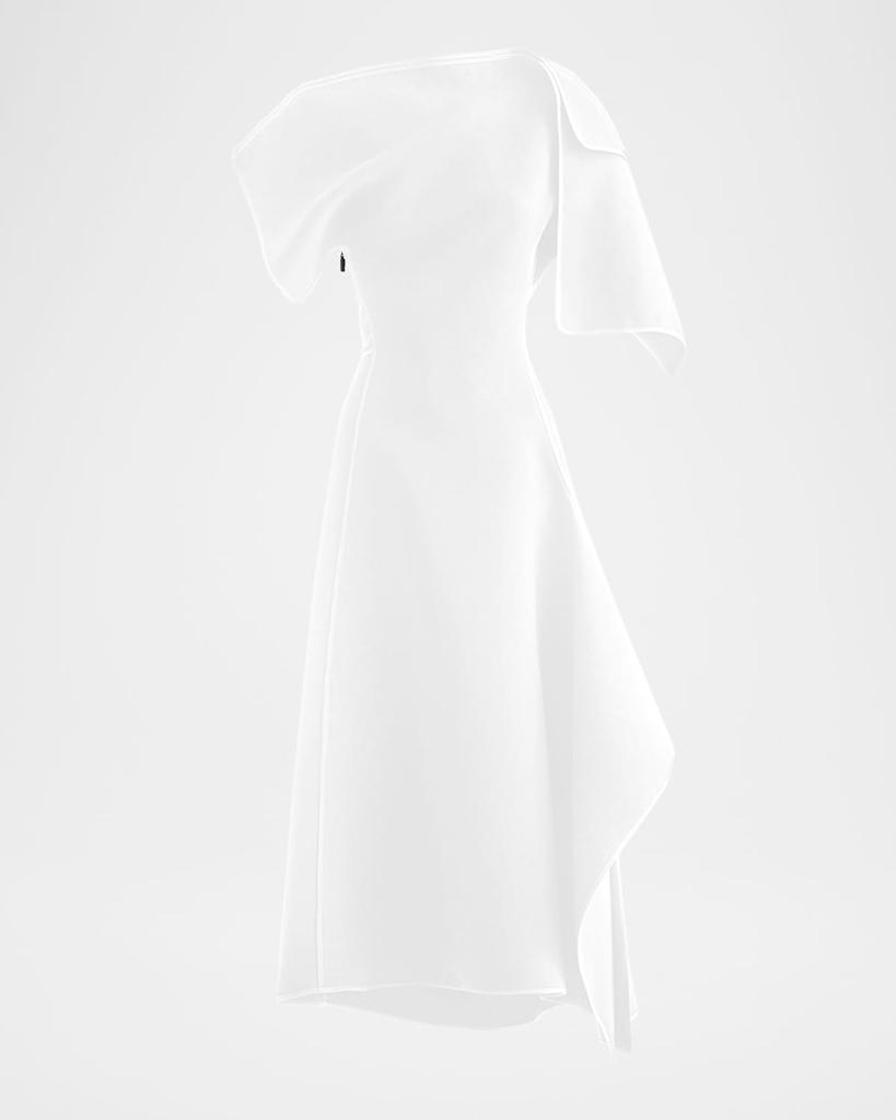 Maticevski Diadem Off-The-Shoulder Short-Sleeve Midi Dress
