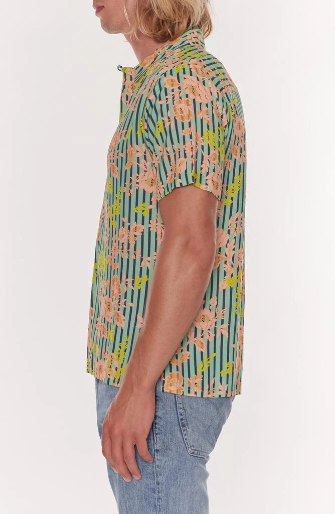Raga Floral Stripe Short Sleeve Button-Up Shirt 4