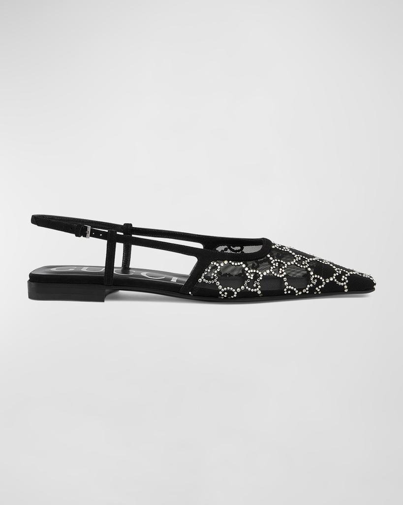 Gucci Demi Crystal GG Slingback Ballerina Flats