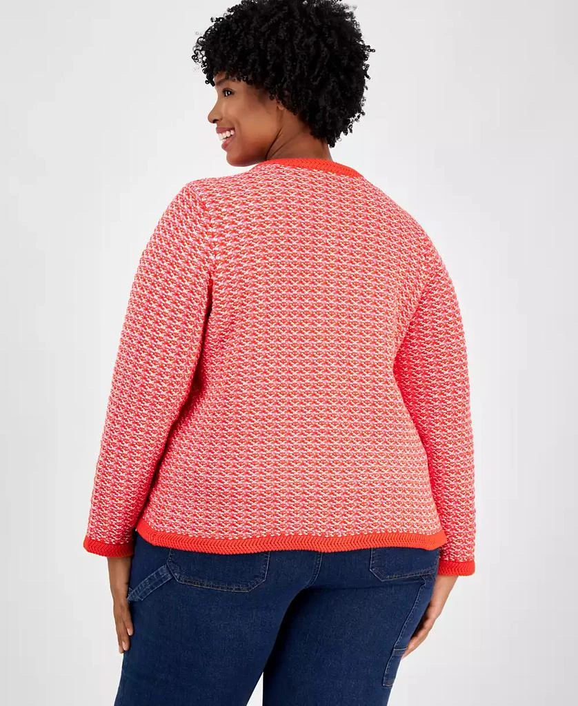 On 34th Trendy Plus Size Cotton Jacquard Cardigan, Exclusively at Macy's 4