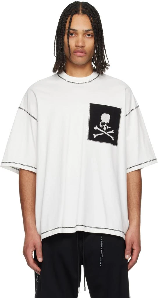 mastermind JAPAN White Boxy Cross-Stitch T-shirt 1