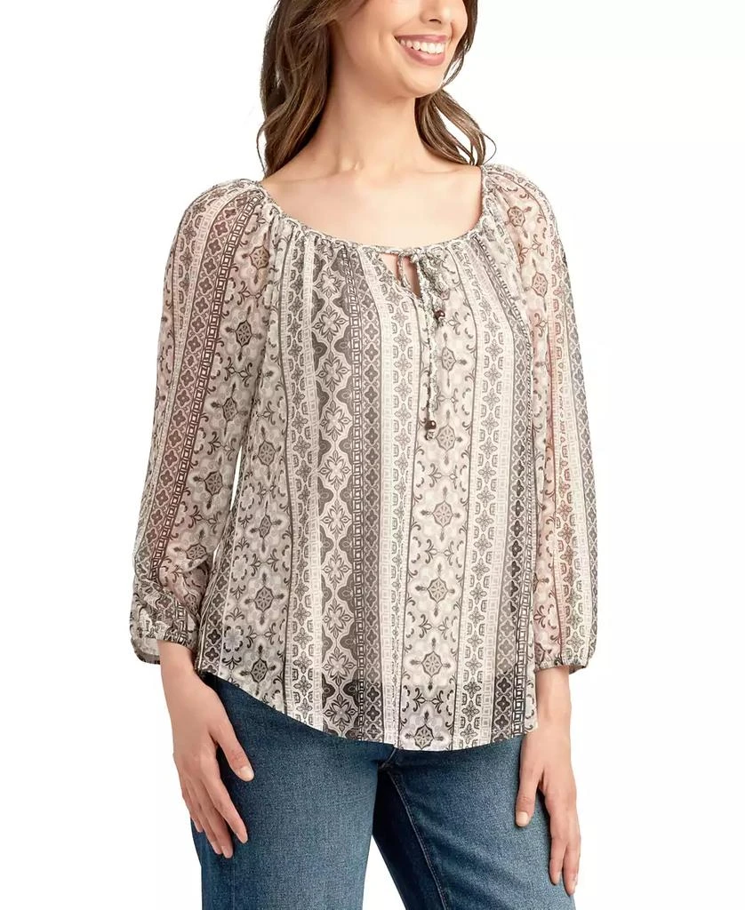 BCX Juniors' Printed Mesh Peasant Top 4