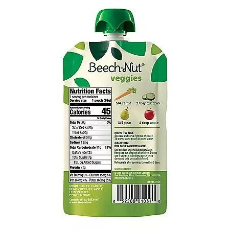 Beech-Nut Beech-Nut Veggies and Fruities Stage 2 Baby Food Pouch, Variety Pack, 3.5 oz., 18 ct. 7