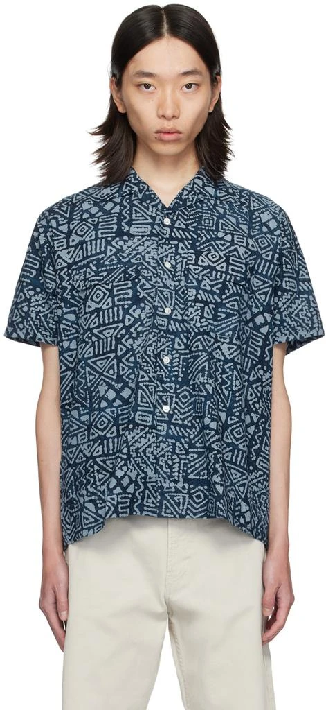 BEAMS PLUS Blue Batik Print Shirt 1