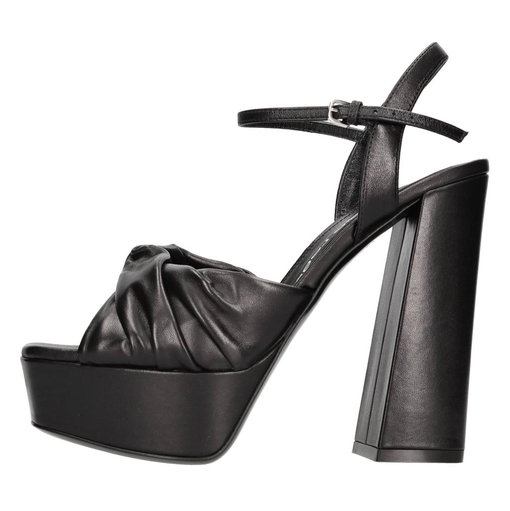 ★Saint Laurent★ 125CM Bianca Strap Sandals Black 6067131N8 SAINT LAURENT - Bianca Black Leather Sandals | Leam Roma