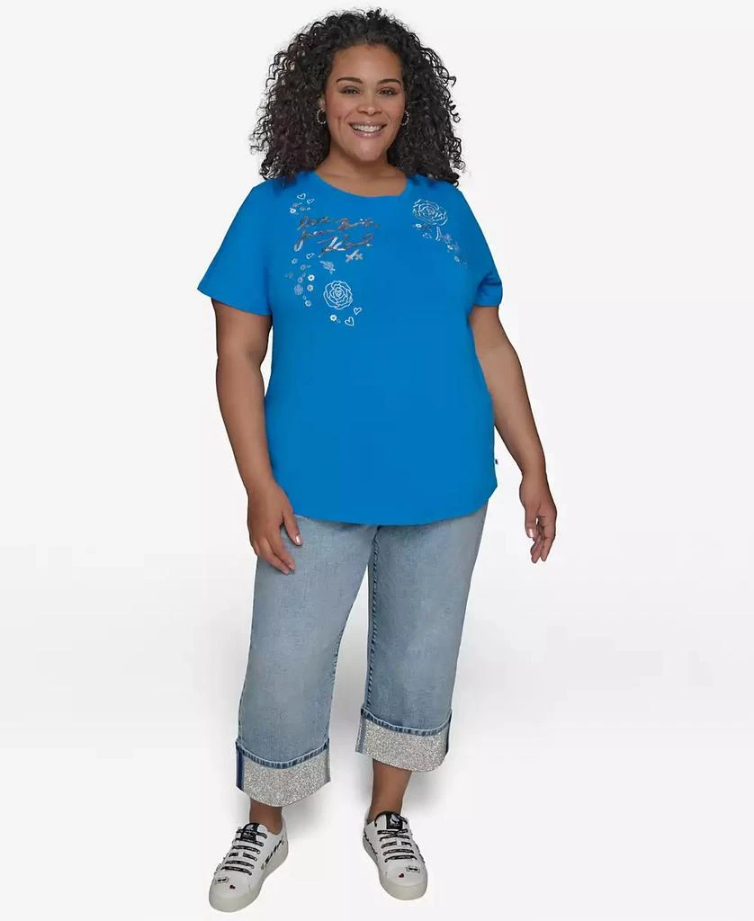 Karl Lagerfeld Paris Plus Size Embellished Rose T-Shirt 5
