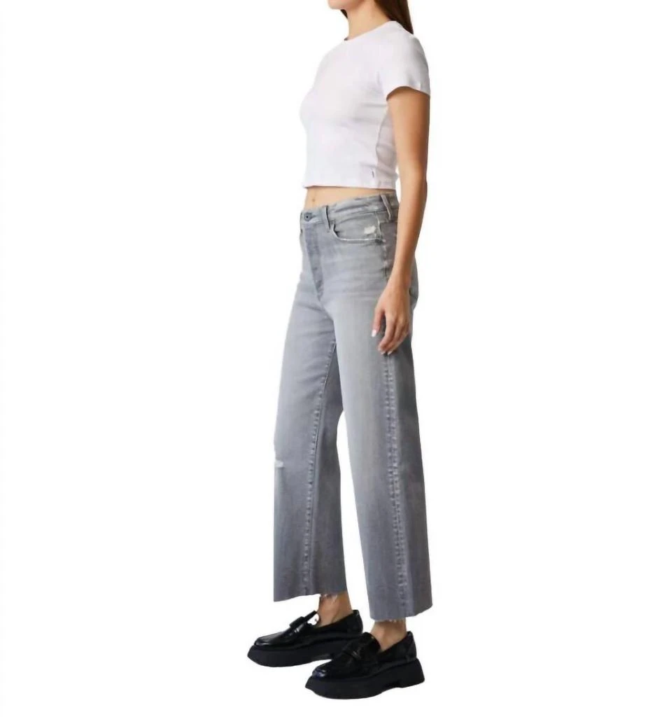 Edyson Vincent Wide Straight Leg Raw Hem In Hidden Grey Logan Wash 2