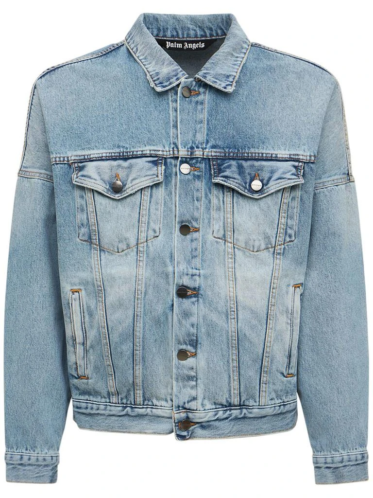 Palm Angels Logo Print Cotton Denim Jacket Jackets BeyondStyle - Main Image