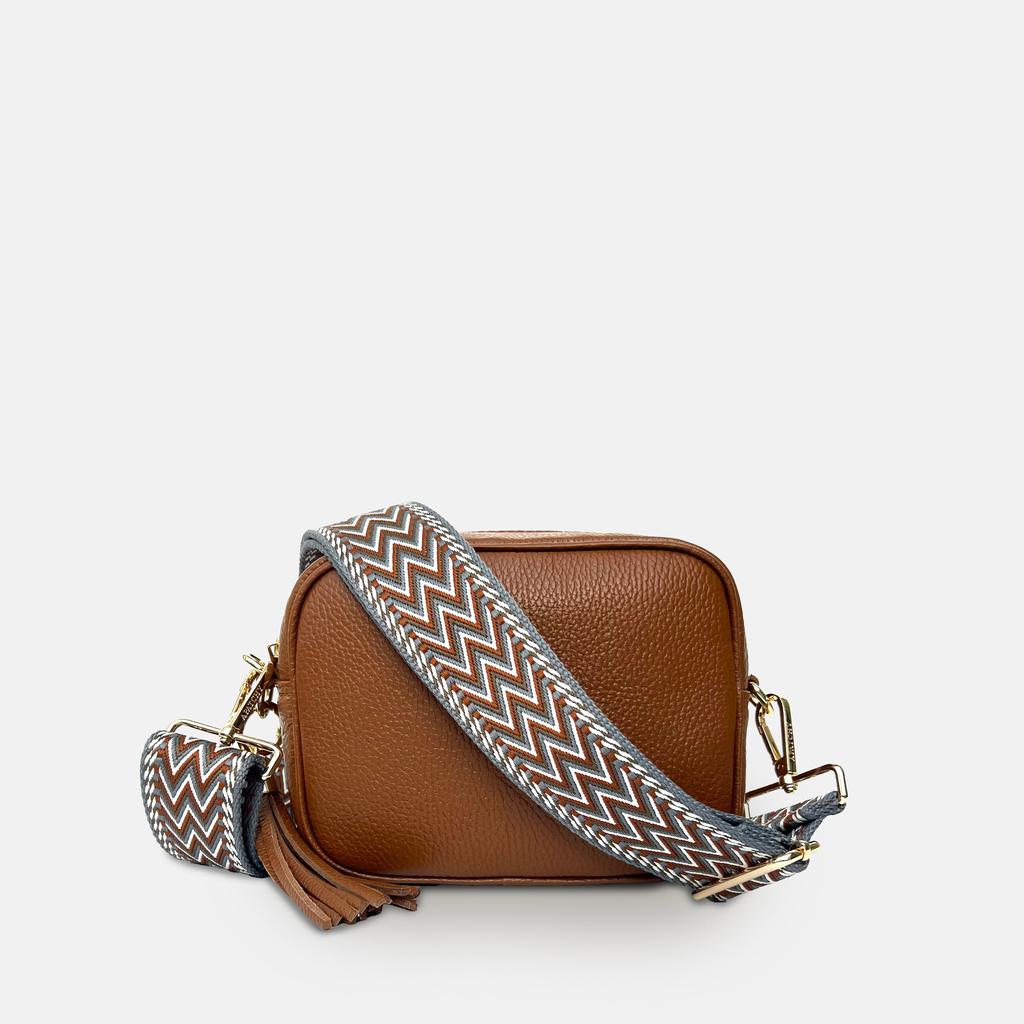 Apatchy London Tan Leather Crossbody Bag With Tan Boho Strap
