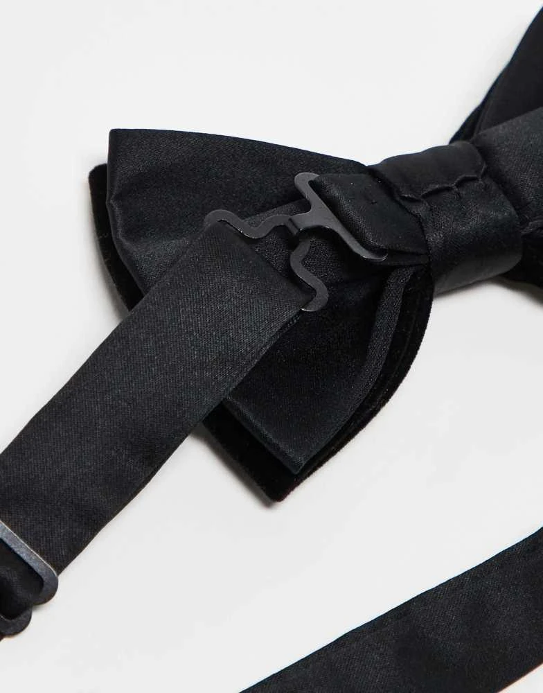 ASOS ASOS DESIGN velvet bow tie with satin detail in black 2