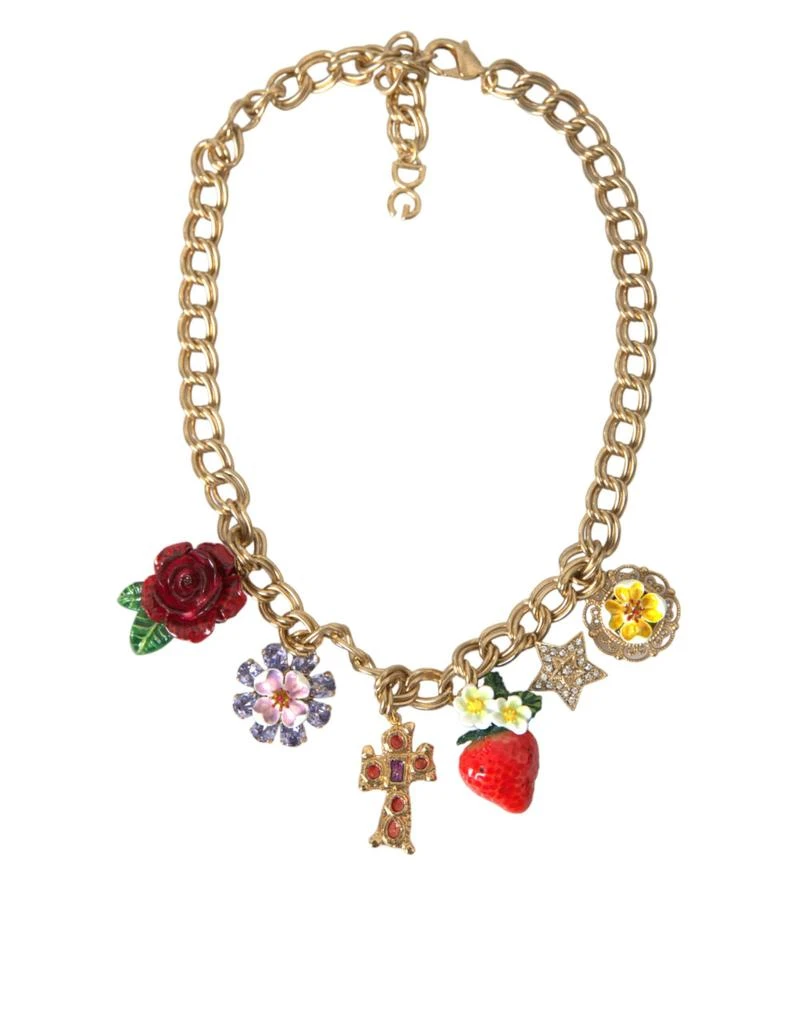 Dolce 
Gabbana Chain Cross Strawberry Star Pendant Women
s Necklace