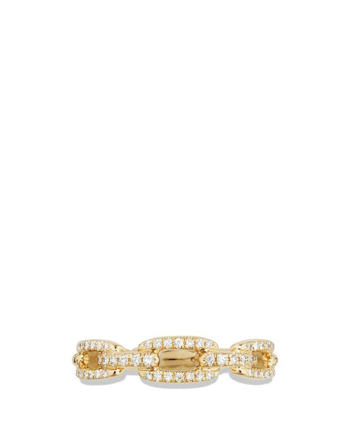 David Yurman Stax Single Row Pavé Chain Link Ring with Diamonds in 18K Gold 3