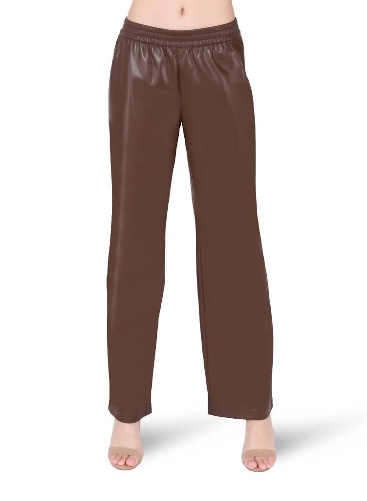 Dex Dex - PULL ON FAUX LEATHER WIDE LEG PANTS 1