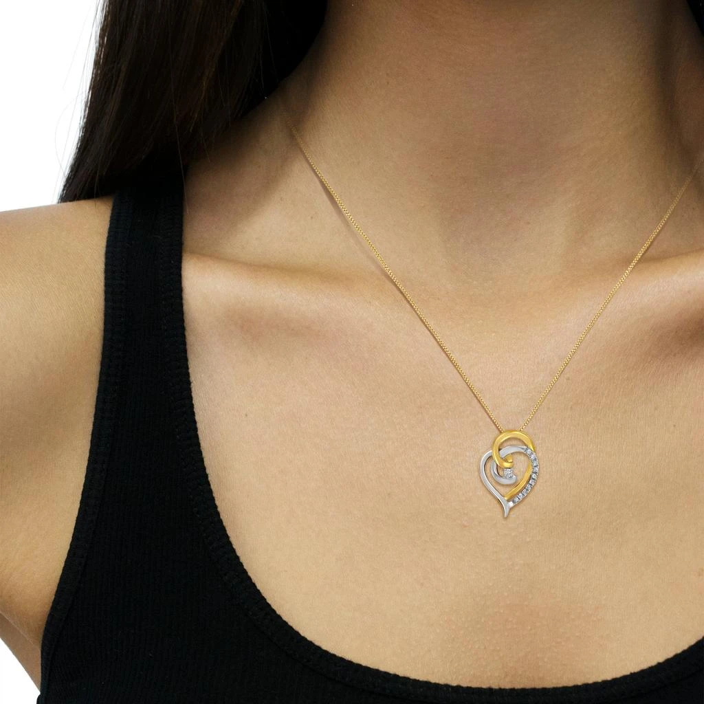 Haus of Brilliance 10K Yellow and White Gold Diamond Accent Open Double Heart Spiral Curl 18" Pendant Necklace 4