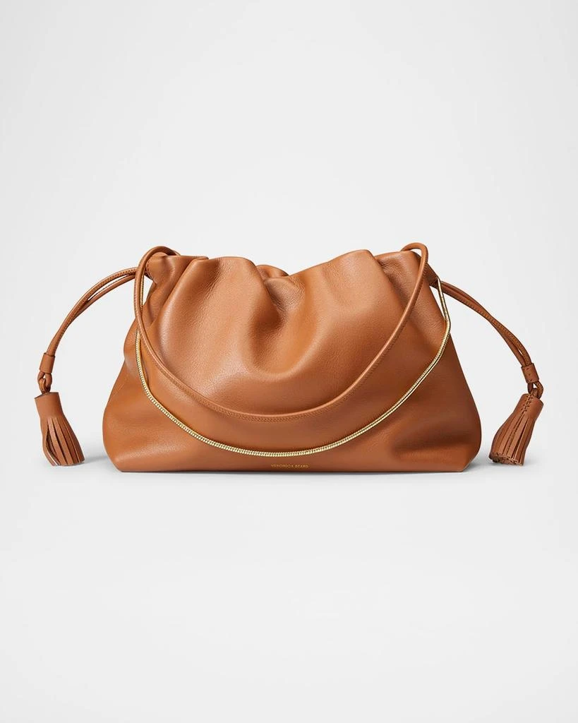 VERONICA BEARD Stash Ruched Leather Shoulder Bag 1