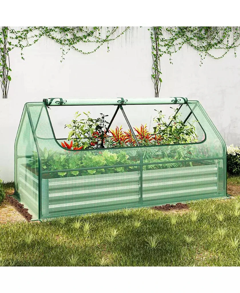 Gymax 71

 x 35.5

 x 36

 Galvanized Steel Raised Garden Bed Metal Planter Box Kit w/ Mini Greenhouse Cover 2
