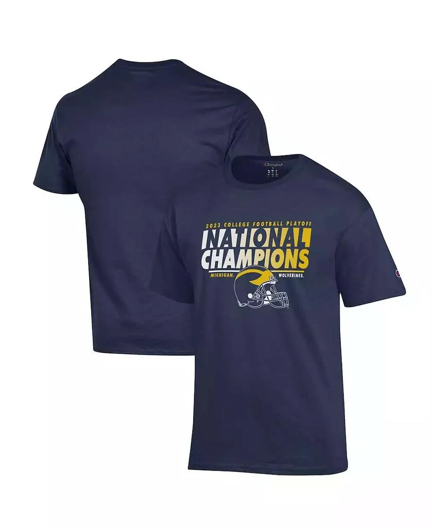CHAMPION Men's Navy Michigan Wolverines College Football Playoff 2023 National Champions Helmet T-shirt 1