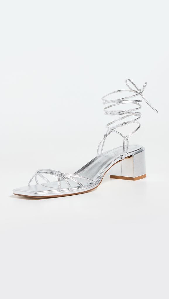 AEYDE Serafina Laminated Nappa Leather Silver Sandals