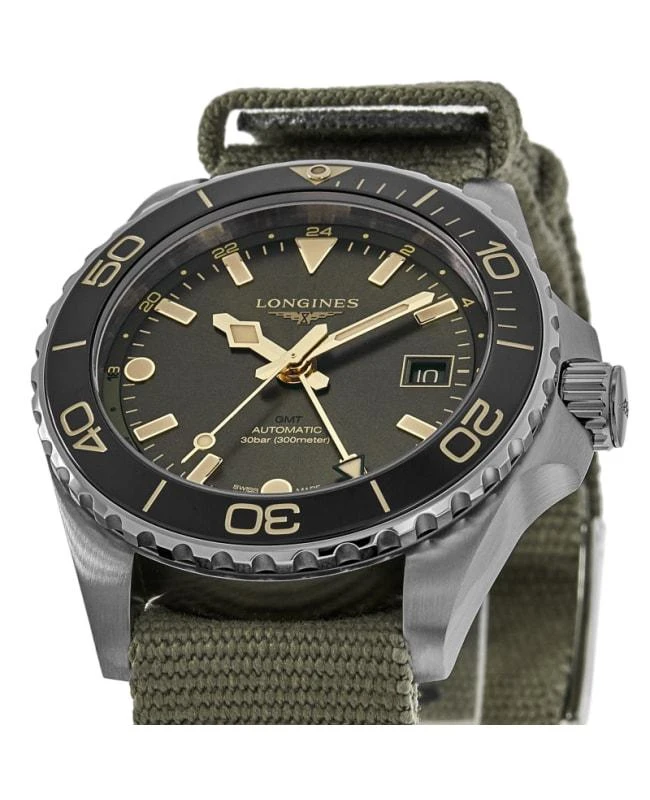 Longines Longines HydroConquest GMT Green Dial Ceramic Bezel NATO Strap Men's Watch L3.790.4.06.2 2