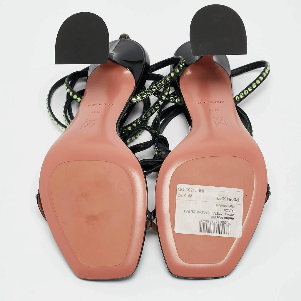 Amina Muaddi Amina Muaddi Black Patent Leather Crystal Embellished Vita Sandals Size 37.5 6