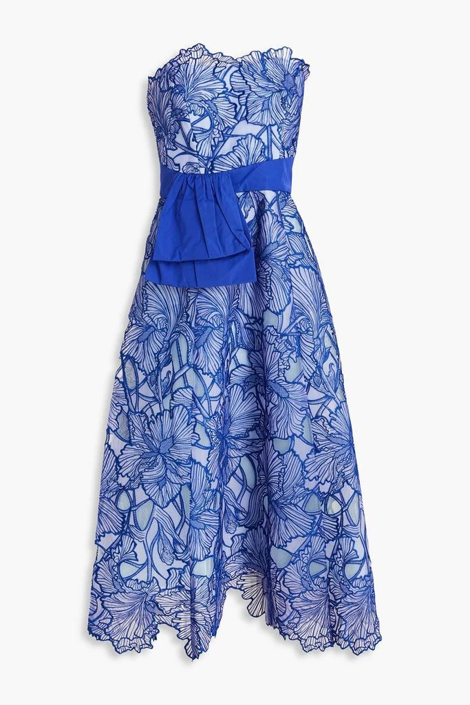 Marchesa Notte Iris Cutwork Midi Dress, 8 / Ivory Black