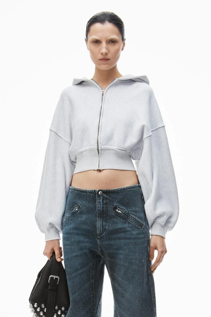 Alexander Wang cropped zip up hoodie in classic cotton terry 1