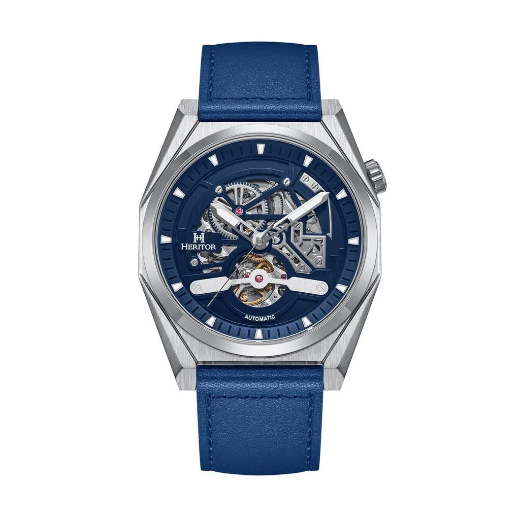 Heritor Automatic Amadeus Semi-Skeleton Leather-Band Watch 4