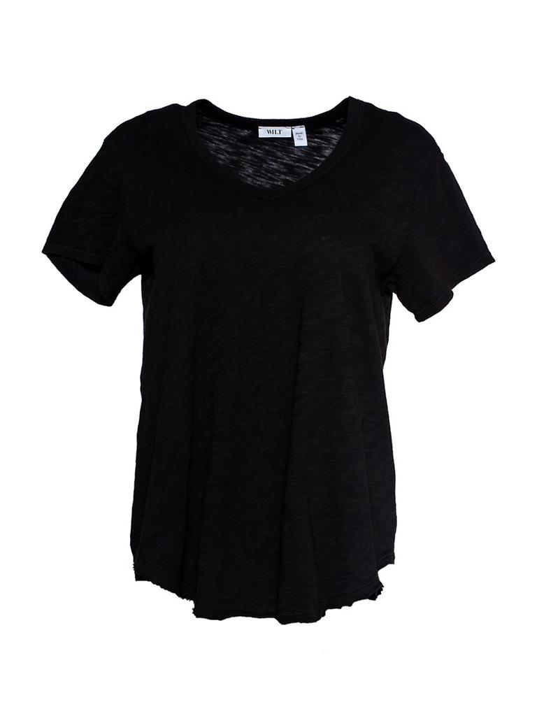 Wilt Short Sleeve V-Neck Raw Hem T-Shirt