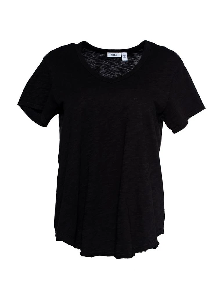 Wilt Short Sleeve V-Neck Raw Hem T-Shirt 1