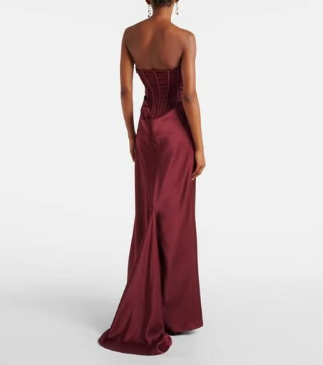 ROTATE Birger Christensen Embellished draped satin corset gown 3