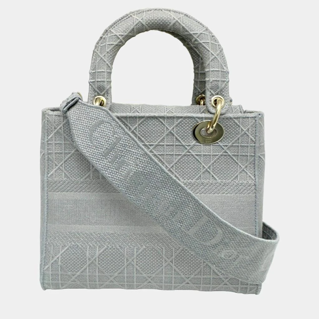 Dior Dior Grey Canvas Medium Cannage Lady D-Lite Tote Bag 4