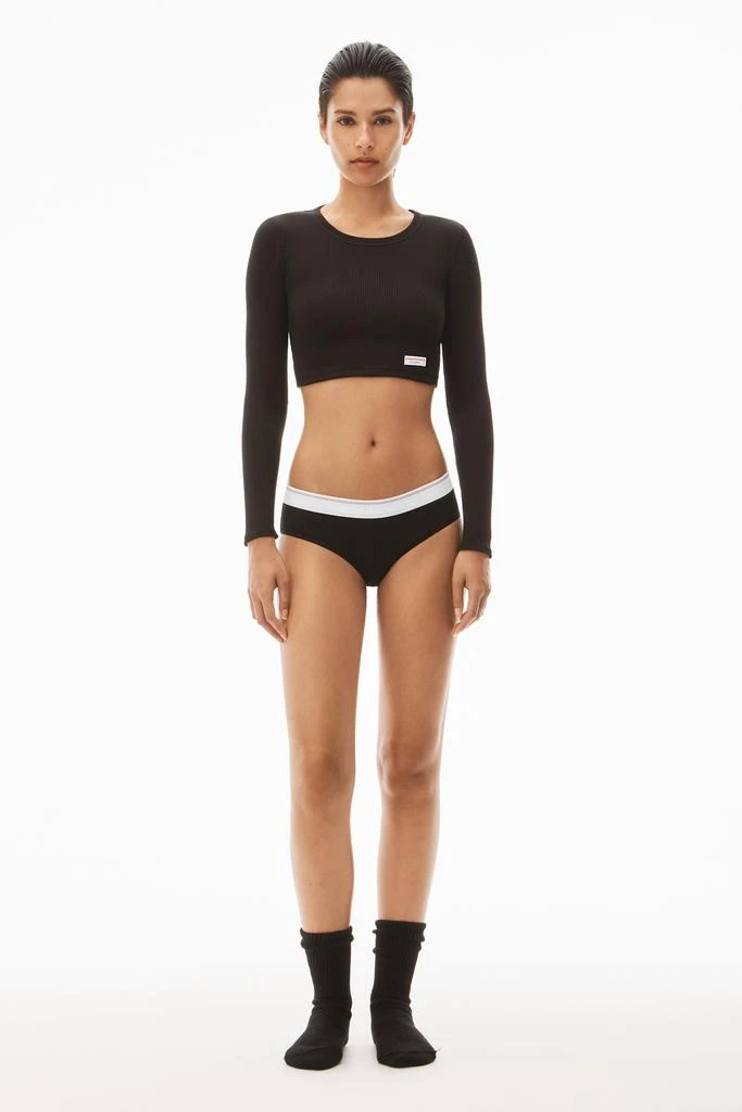 Alexander Wang Cropped Long-Sleeve Tee in Ribbed Cotton Jersey 5